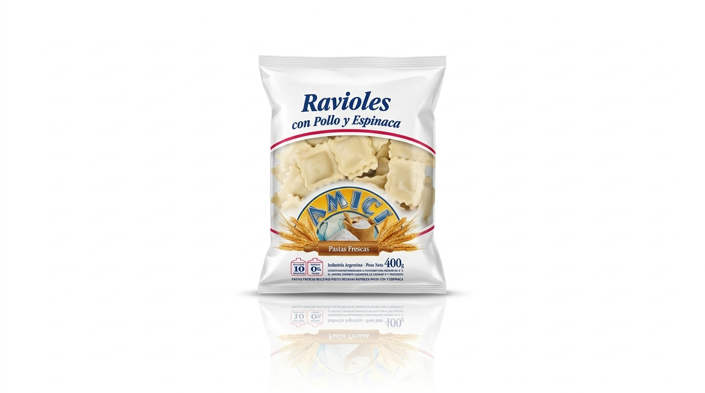 Ravioles amici pollo y espinaca